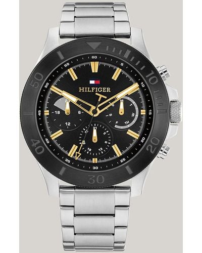 Tommy Hilfiger Black Dial Stainless Steel Sports Watch - Grey