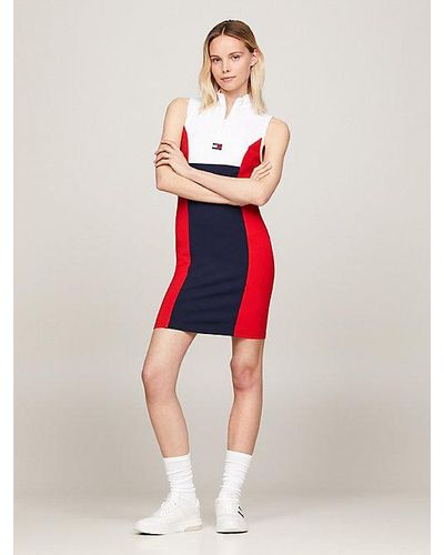 Tommy Hilfiger Slim Fit Bodycon-Kleid im Color Block-Design - Rot
