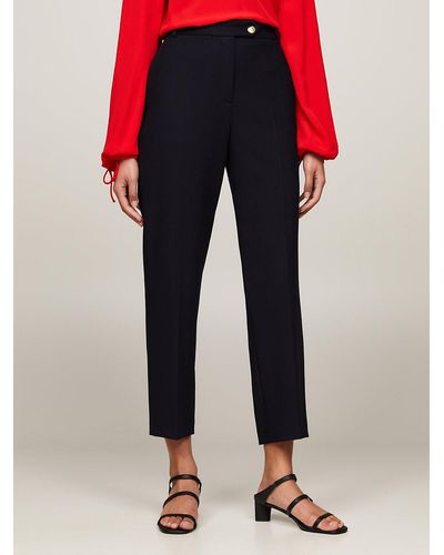 Tommy Hilfiger Gold-tone Button Slim Straight Trousers - Red