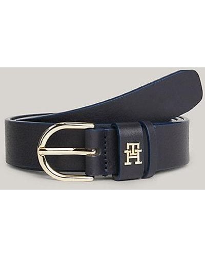 Tommy Hilfiger Cinturón Essential de piel con monograma TH - Azul