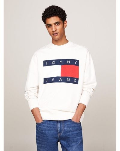 Tommy Hilfiger Oversized Flag Relaxed Fit Sweatshirt - White