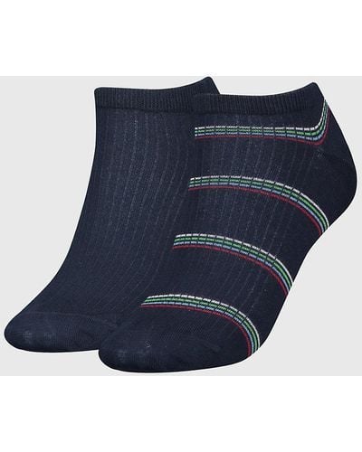 Tommy Hilfiger 2-pack Ribbed Stripe Trainer Socks - Blue