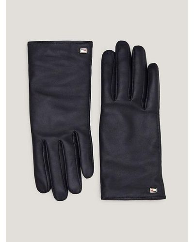Tommy Hilfiger Essential Leder-Handschuhe mit Flag - Blau
