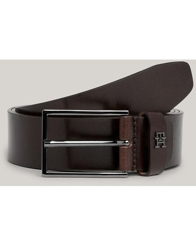 Tommy Hilfiger Th Monogram Plaque Leather Belt - Brown