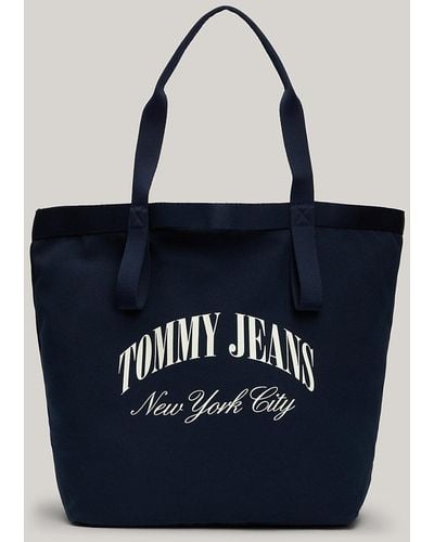 Tommy Hilfiger Canvas Logo Medium Tote - Blue