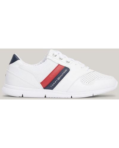 Tommy Hilfiger Lightweight Perforated Leather Trainers - White
