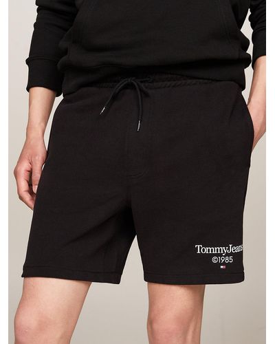Tommy Hilfiger Logo Graphic Relaxed Fit Sweat Shorts - Black