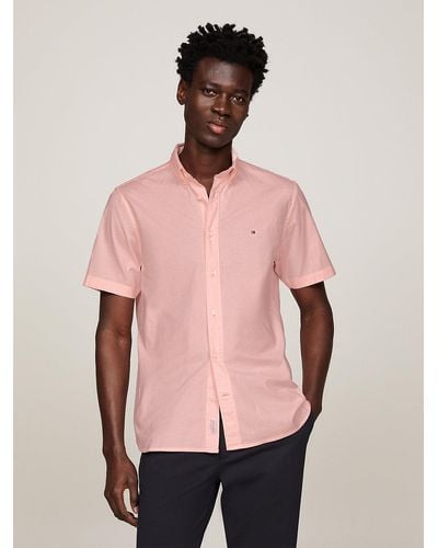 Tommy Hilfiger Poplin Short Sleeve Regular Fit Shirt - Pink