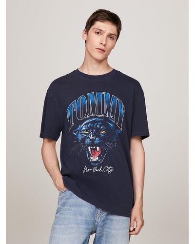 Tommy Hilfiger T-shirt College à imprimé panthère - Bleu