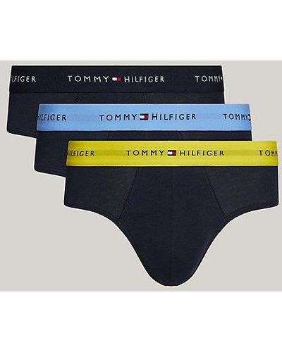 Tommy Hilfiger Set Van 3 Slips Met Signature-logotailleband - Blauw