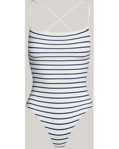 Tommy Hilfiger Essential Textured One-piece Swimsuit - Blue