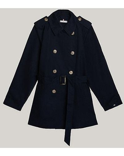 Tommy Hilfiger Adaptive Trenchcoat Met Tailleriem - Blauw