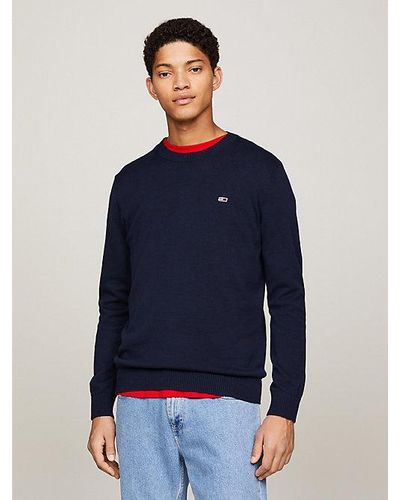 Tommy Hilfiger Essential Slim Fit Trui Met Vlagpatch - Blauw