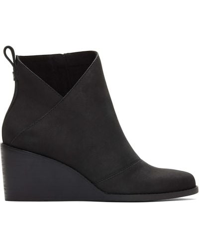 TOMS Leather Heeled Pull On Boot Sutton - Black