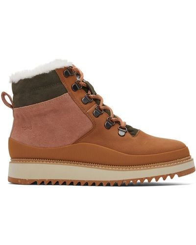 TOMS Tan Leather Suede Water Resistant Lug Boot Mojave - Brown