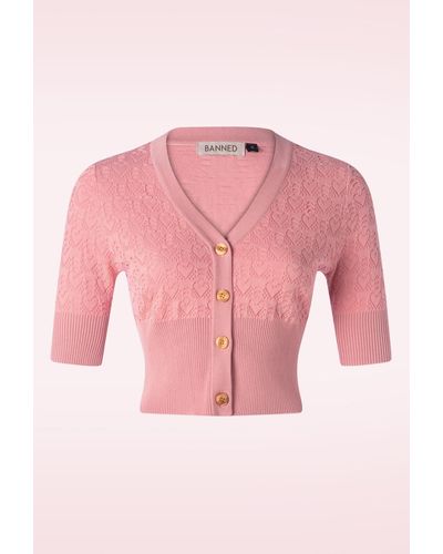 Banned Retro Love Heart Cardigan - Roze