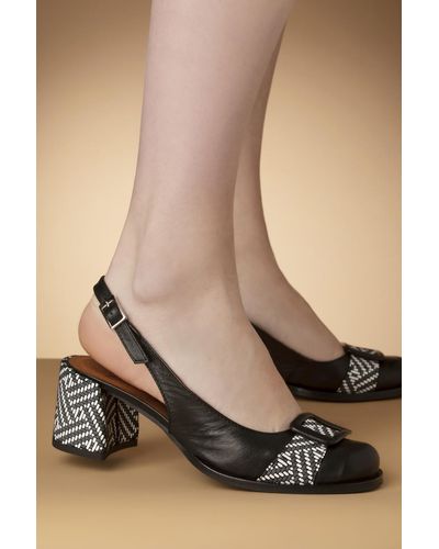 Nemonic Rebeca Lederen Slingback Pumps - Zwart