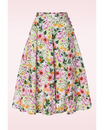 hearts & roses Daphne Floral Swing Rok - Wit