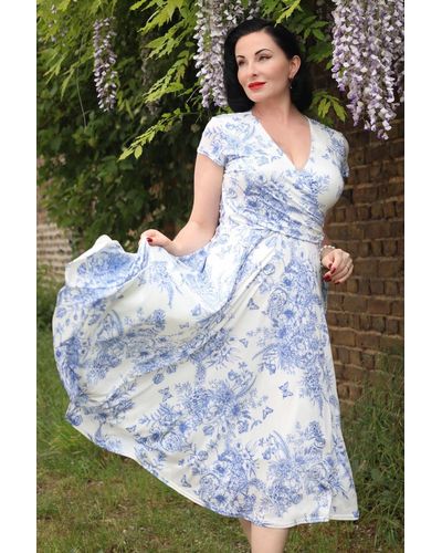 vintage chic for topvintage Layla Floral Swing Jurk - Blauw