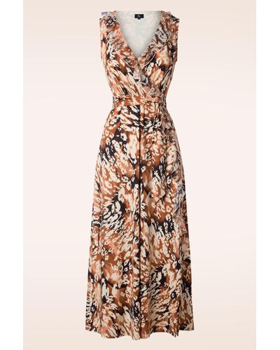 K-design Lyla Luipaard Maxi Jurk - Naturel