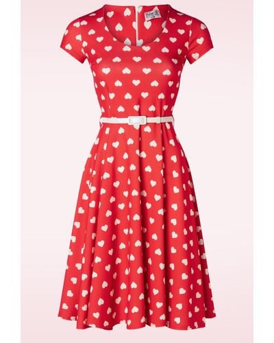 vintage chic for topvintage Minnie Hearts Swing Jurk - Rood