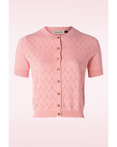 Banned Retro Summer Scallop Cardigan - Roze