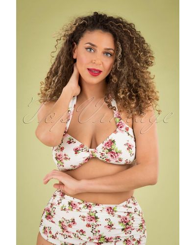 Esther Williams Swimwear Klassieke Bloemenromantische Bikinitop - Meerkleurig