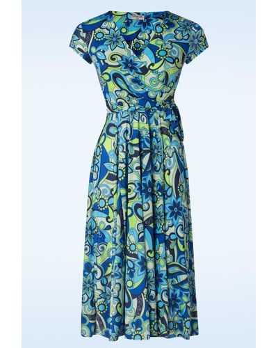vintage chic for topvintage Layla Floral Swing Jurk - Blauw