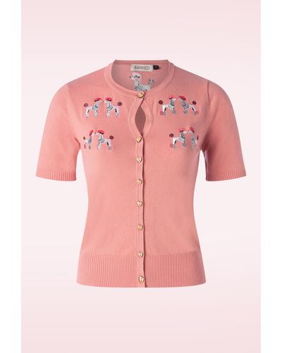 Banned Retro The Kissing Poodles Cardigan - Roze