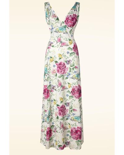 vintage chic for topvintage Deveny Floral Maxi Jurk - Wit