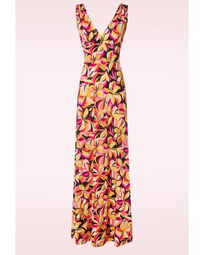 vintage chic for topvintage Deveny Abstract Floral Maxi Jurk - Rood