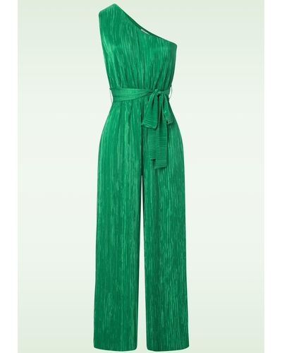 vintage chic for topvintage Casey One Shoulder Pleated Jumpsuit - Groen