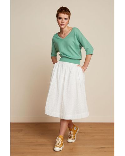 King Louie Suzette Rosa Broderie Anglaise Rok Met Plooien - Groen