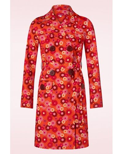 Tante Betsy Bubble Flower Trenchcoat - Rood