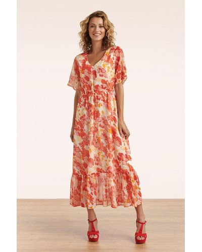 Smashed Lemon Patricia Floral Maxi Jurk - Roze