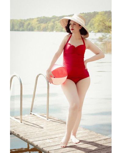 Esther Williams Swimwear Klassiek Jaren Vijftig Eendelig Badpak - Rood