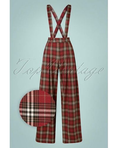 Banned Retro 40s Winter Check Trousers - Rood