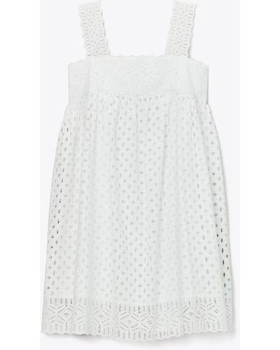 Tory Burch Cotton Broderie Anglaise Mini Dress - White