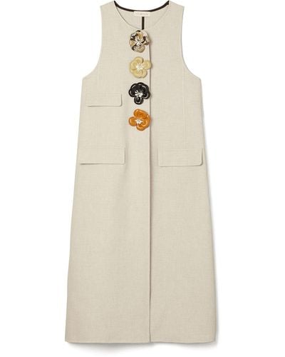 Tory Burch Longline Twill Crepe Vest - Natural