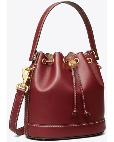Tory Burch Exclusive: Leather Bucket Bag - Red