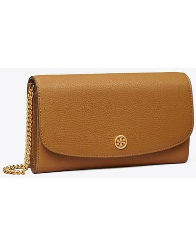 Tory Burch Robinson Pebbled Chain Wallet - White