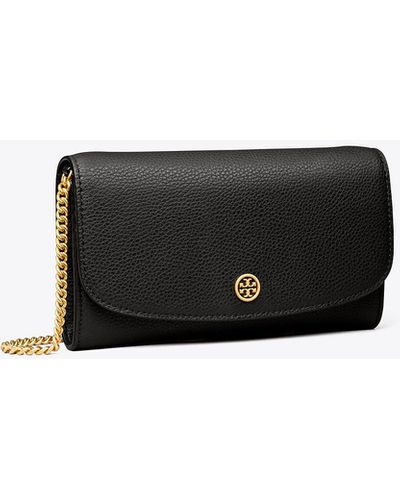 Tory Burch Robinson Pebbled Chain Wallet - White