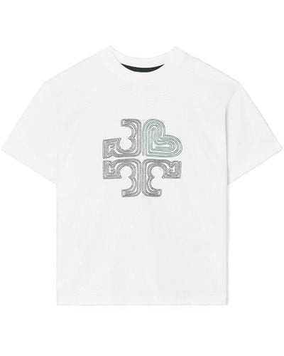 Tory Sport Embroidered Heart Logo T-shirt - White