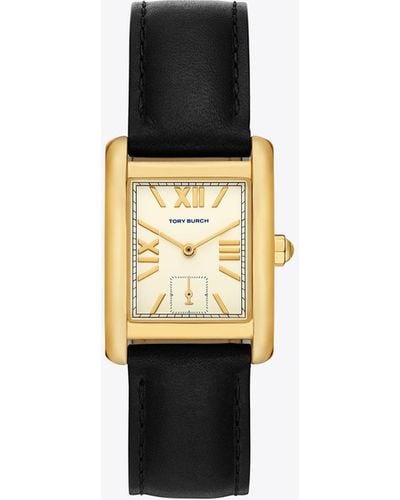 Tory Burch The Eleanor Leather Strap Watch - Black