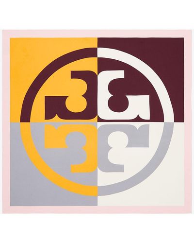 Tory Burch Color-Block Logo Silk Square - Mehrfarbig