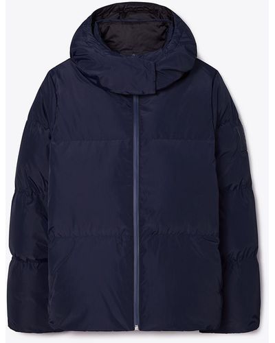 Tory Sport Color-block Hooded Down Jacket - Blue