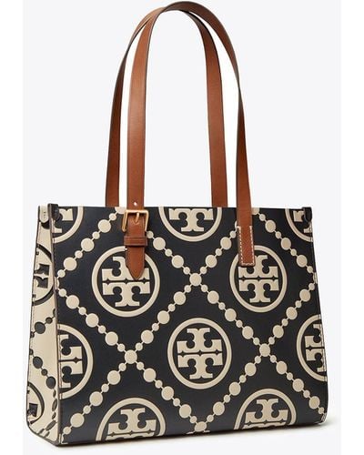 Tory Burch Small T Monogram Contrast Embossed Tote - White