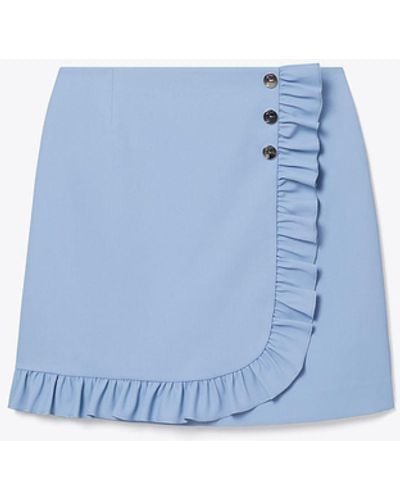 Tory Sport Tory Burch Tech Twill Ruffle Golf Skirt - Blue