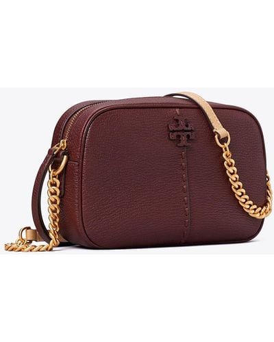 Tory Burch Mcgraw Textured Leather Camera Bag - Brown
