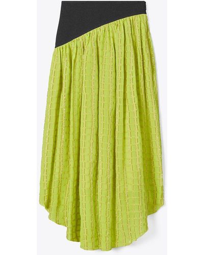 Tory Burch Colorblock Chiffon Skirt - Green